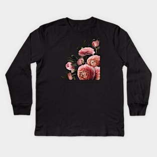 Bloom Where You're Planted Bold Pink Floral Kids Long Sleeve T-Shirt